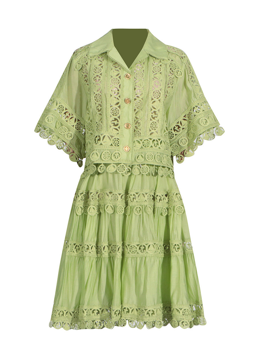 UNIKCOSA Velora Lace Embroidered Shirt And Skirt Set 💫