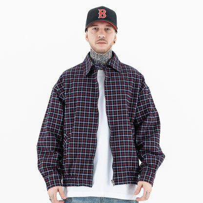 UNIKCOSA NoirFit Wine Red Plaid Long Sleeve Jacket 💫