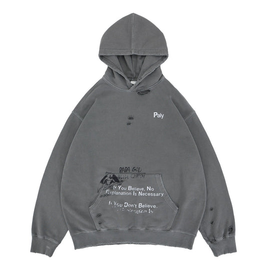 UNIKCOSA NoirFit Distressed Hoodie Winter Loose Fit 💫