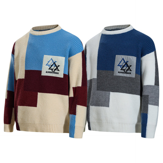 UNIKCOSA Velora Color Block Embroidered Crewneck Sweater 💫