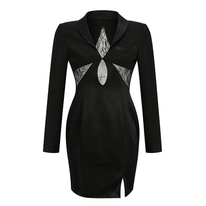 UNIKCOSA Velora V Neck Hollow Out Dress Suit Elegance 💫