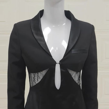UNIKCOSA Velora V Neck Hollow Out Dress Suit Elegance 💫