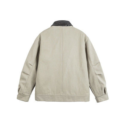 UNIKCOSA Velora Washed Leather Collar Work Jacket Loose 💫