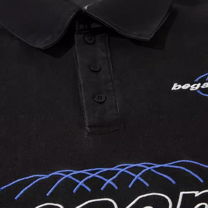 UNIKCOSA LuxeEase Washed Color Block Embroidered Polo 💫