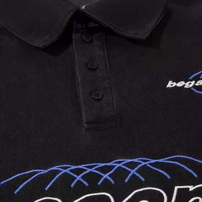 UNIKCOSA LuxeEase Washed Color Block Embroidered Polo 💫