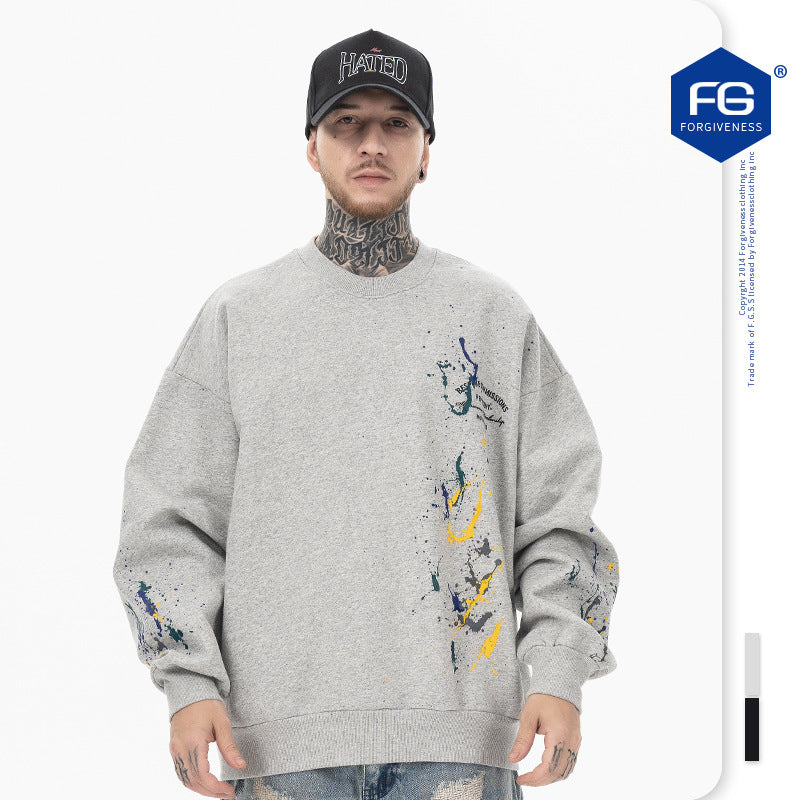 UNIKCOSA RetroMuse Letter Logo Splatter Fleece Sweatshirt 💫