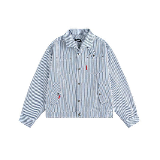 UNIKCOSA UrbanSoul Striped Clean Fit Notched Collar Jacket💫