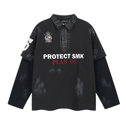 UNIKCOSA NoirFit Embroidered Polo Collar Hoodie Classic 🖤