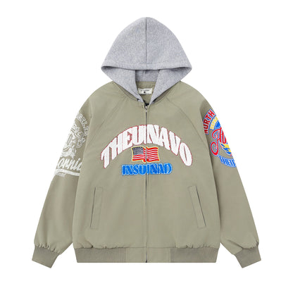 UNIKCOSA RetroMuse Hooded Letter Embroidery Jacket 🌆