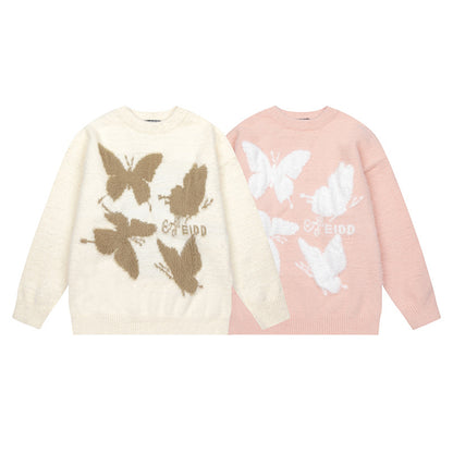 UNIKCOSA LuxeEase Butterfly Jacquard Knit Sweater 💫