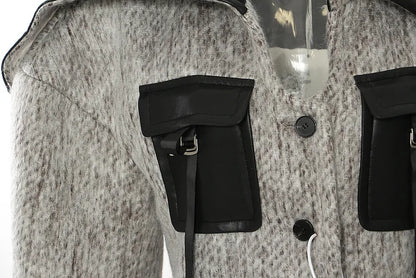 UNIKCOSA WoolMuse Colorblock Long Wool Coat for Women 🤍🖤