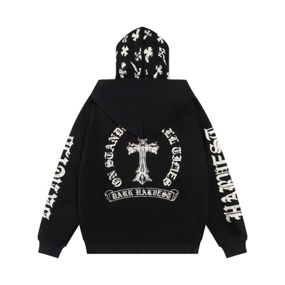 UNIKCOSA Velora Hoodie Cross Letter Print Double Hooded 💫