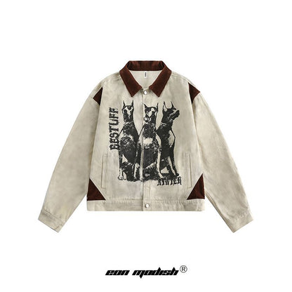 UNIKCOSA UrbanSoul Street Style Graffiti Patchwork Jacket 💫