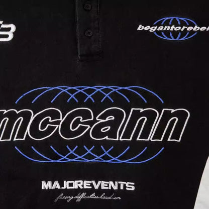 UNIKCOSA LuxeEase Washed Color Block Embroidered Polo 💫