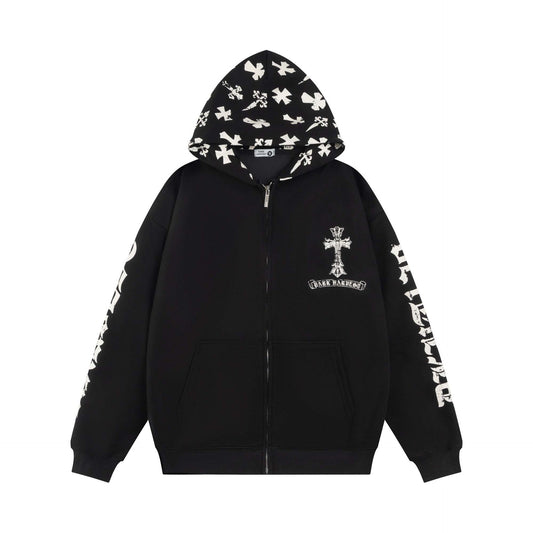 UNIKCOSA Velora Hoodie Cross Letter Print Double Hooded 💫