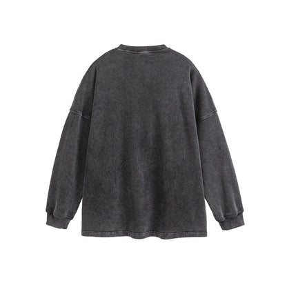 UNIKCOSA Velora Washed Letter Print Crew Neck Sweatshirt 💫