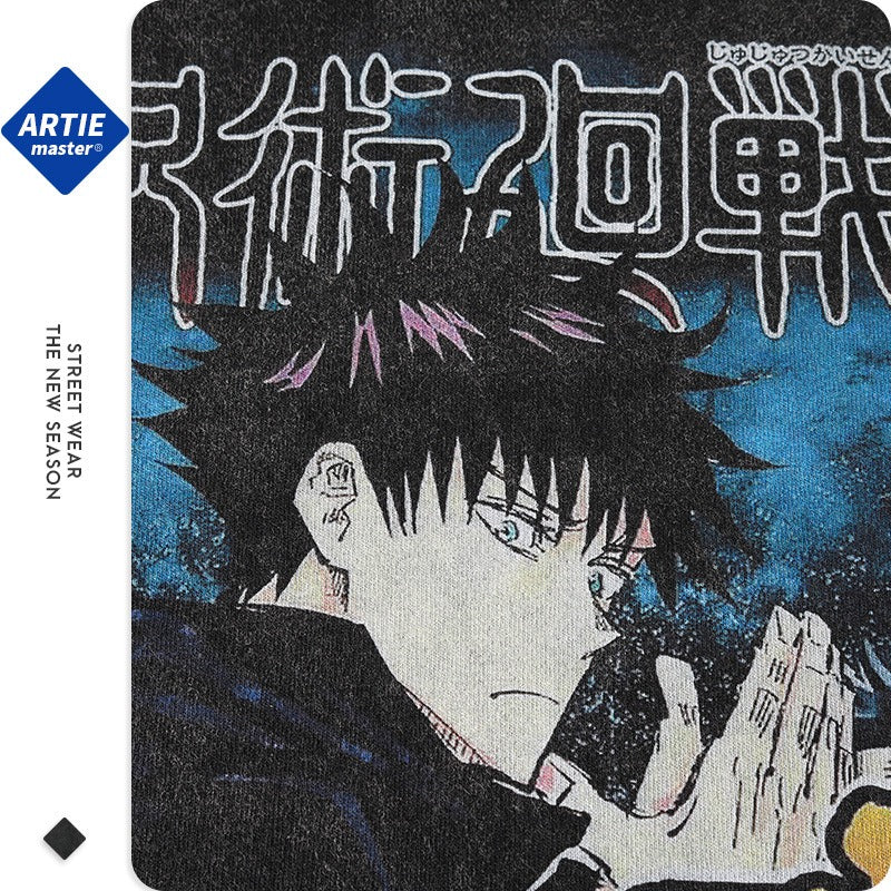 UNIKCOSA NoirFit Anime Graphic Distressed Mens Tee 💫