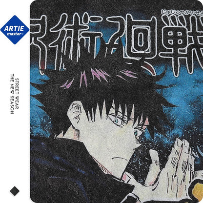 UNIKCOSA NoirFit Anime Graphic Distressed Mens Tee 💫