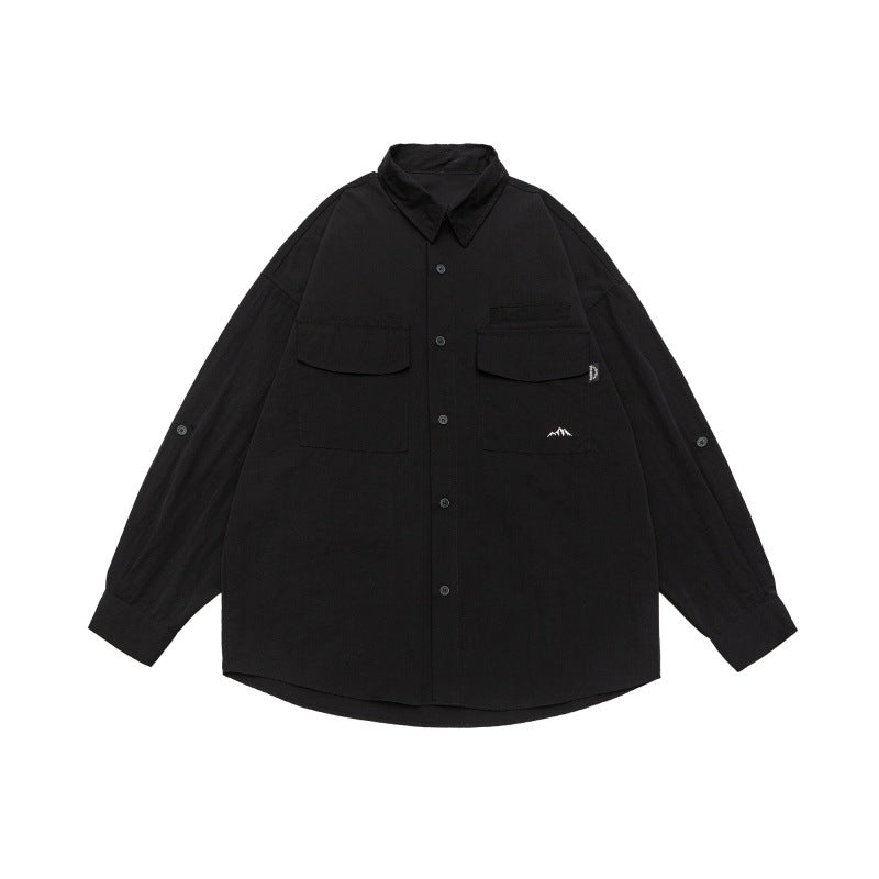 UNIKCOSA Velora Solid Color Large Pocket Embroidered Shirt💫