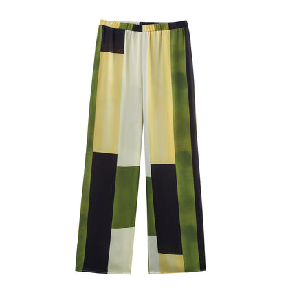 UNIKCOSA SilkMuse Printed Satin 2-Piece Shirt & Pant Set for Women 🌸