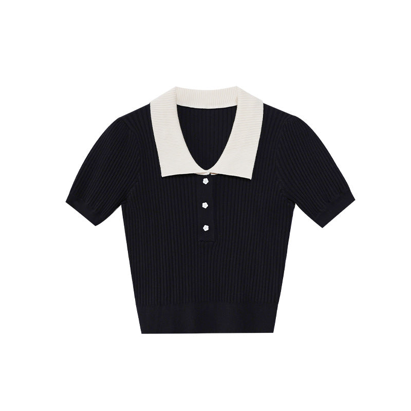 UNIKCOSA Velora Collar Short Sleeve Knit Sweater 💫