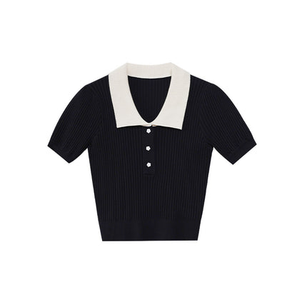 UNIKCOSA Velora Collar Short Sleeve Knit Sweater 💫