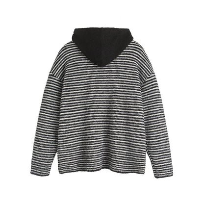 UNIKCOSA Velora Color Block Striped Hooded Knit Sweater 💫