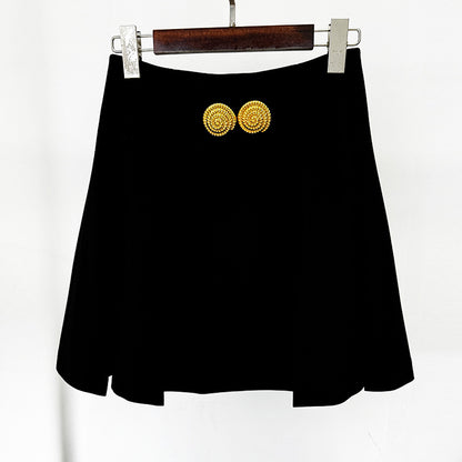 UNIKCOSA NoirFit Pleated Mini Skirt With Buckle Detail 💫