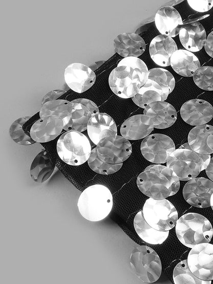 UNIKCOSA Velora Sequin Mini Dress With V Neck Puff Sleeves💫