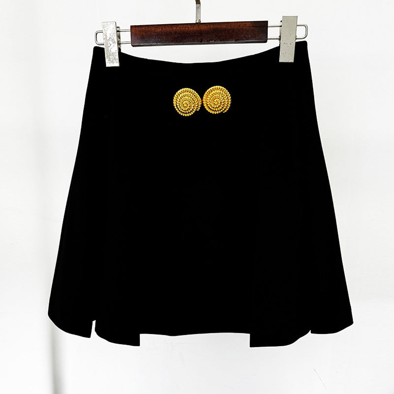 UNIKCOSA NoirFit Pleated Mini Skirt With Buckle Detail 💫