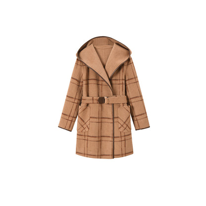 UNIKCOSA LuxeEase Hooded Wool Overcoat With French Stripes💫