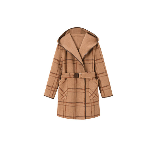 UNIKCOSA LuxeEase Hooded Wool Overcoat With French Stripes💫