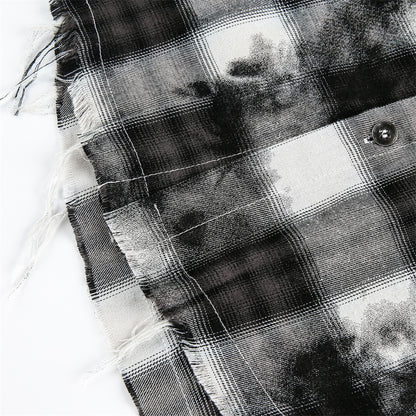 UNIKCOSA NoirFit Post-Apocalyptic Plaid Tie-Dye Shirt 🌆