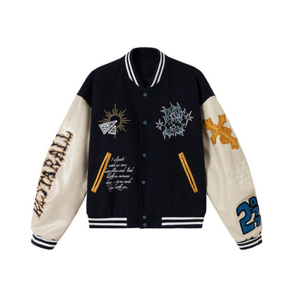 UNIKCOSA RetroMuse Embroidered Totem Baseball Jacket Men 🌆