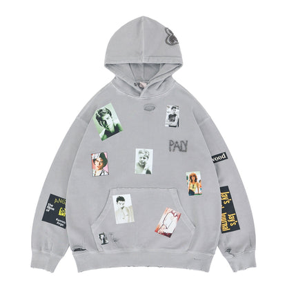 UNIKCOSA UrbanSoul Hooded Sweatshirt Distressed Beaded 💫