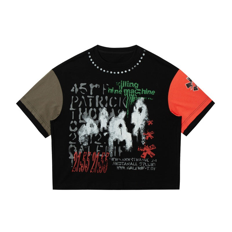 UNIKCOSA Noir Rock Graffiti Print Unisex Short Sleeve Tee 💫