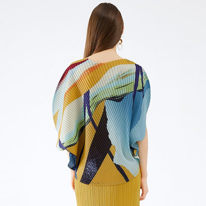 UNIKCOSA LuxeEase Ocean Print Bat Sleeve Top Korean Style 💫