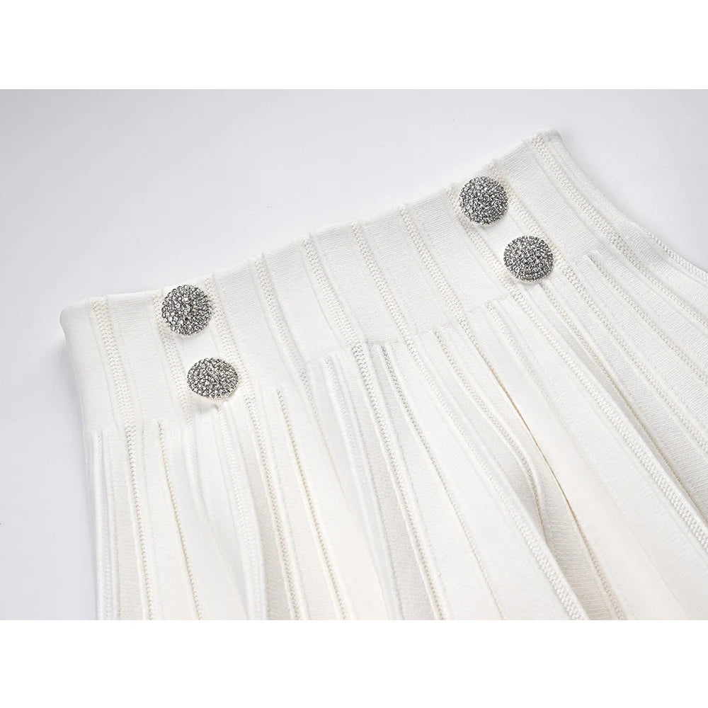 UNIKCOSA Velora A-Line Knit Skirt Black White Mini 🌸