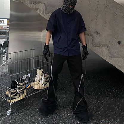 UNIKCOSA UrbanSoul ZipWave Denim Microflare Wide Leg Jeans 💫