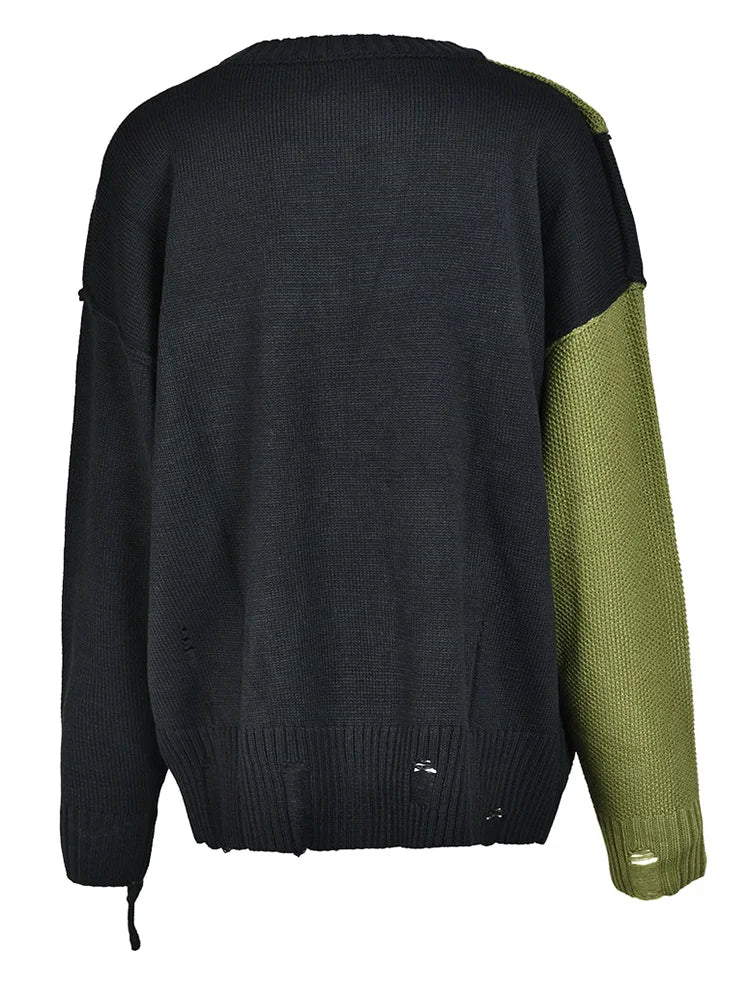 UNIKCOSA VerdeFlow Women’s Colorblock Knit Sweater