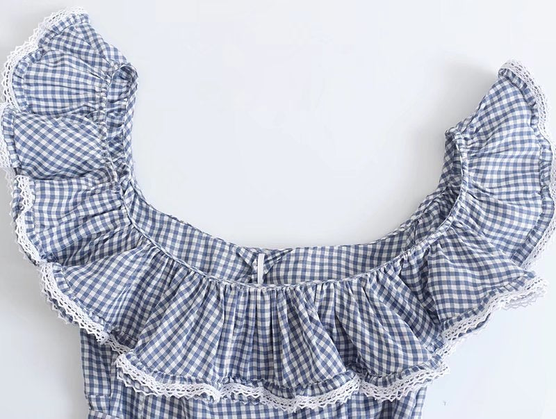 UNIKCOSA Velora Round Neck Sleeveless A Line Check Dress 💫