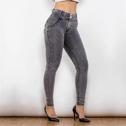 UNIKCOSA NoirFit MelodyLift Jeggings Grey Stretch Denim 🖤