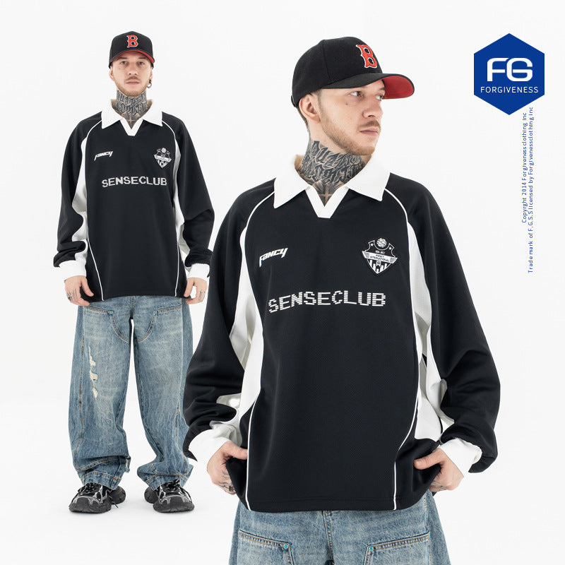 UNIKCOSA NoirFit Mens Polo Sweatshirt Loose Fit Casual 💫