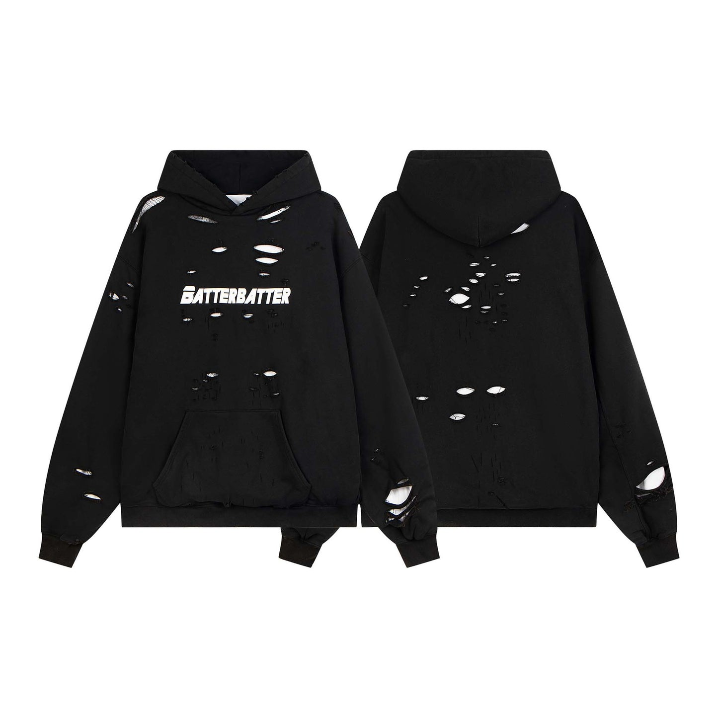 UNIKCOSA UrbanSoul Washed Distressed Letter Print Hoodie 💫