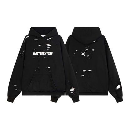 UNIKCOSA UrbanSoul Washed Distressed Letter Print Hoodie 💫