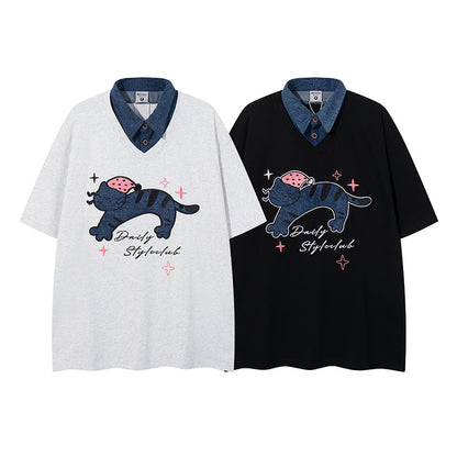 UNIKCOSA Velora Polo Collar Faux TwoPiece Unisex Tee 💫