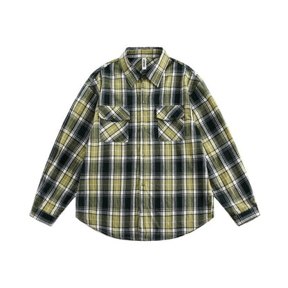 UNIKCOSA UrbanSoul Green Plaid Loose Workwear Shirt 🌆