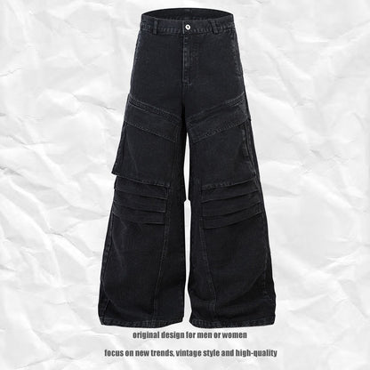 UNIKCOSA NoirFit Heavy Duty Pleated Denim Trousers 💫