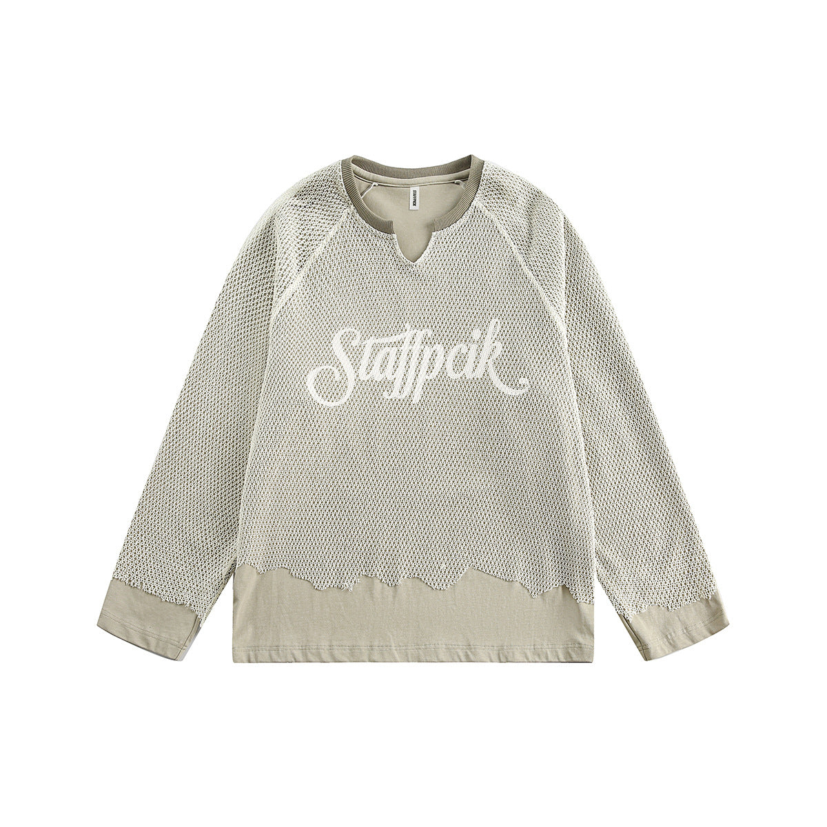 UNIKCOSA NoirFit Hollow Out Damaged Mesh Spliced Sweatshirt💫