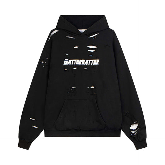 UNIKCOSA UrbanSoul Washed Distressed Letter Print Hoodie 💫